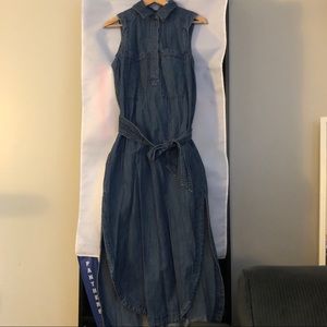 Free People Denim Side Slits Casual Maxi Dress